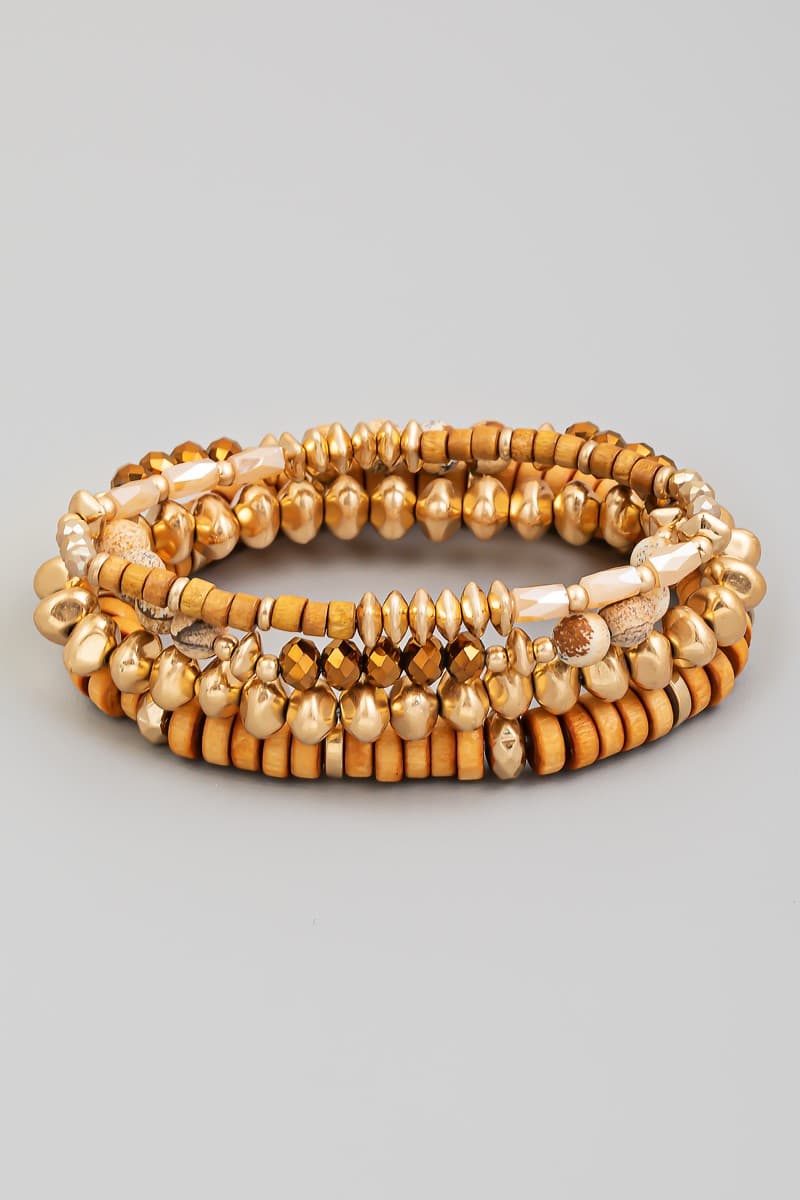 MULTI LAYERED BEADED STRETCH BRACELET