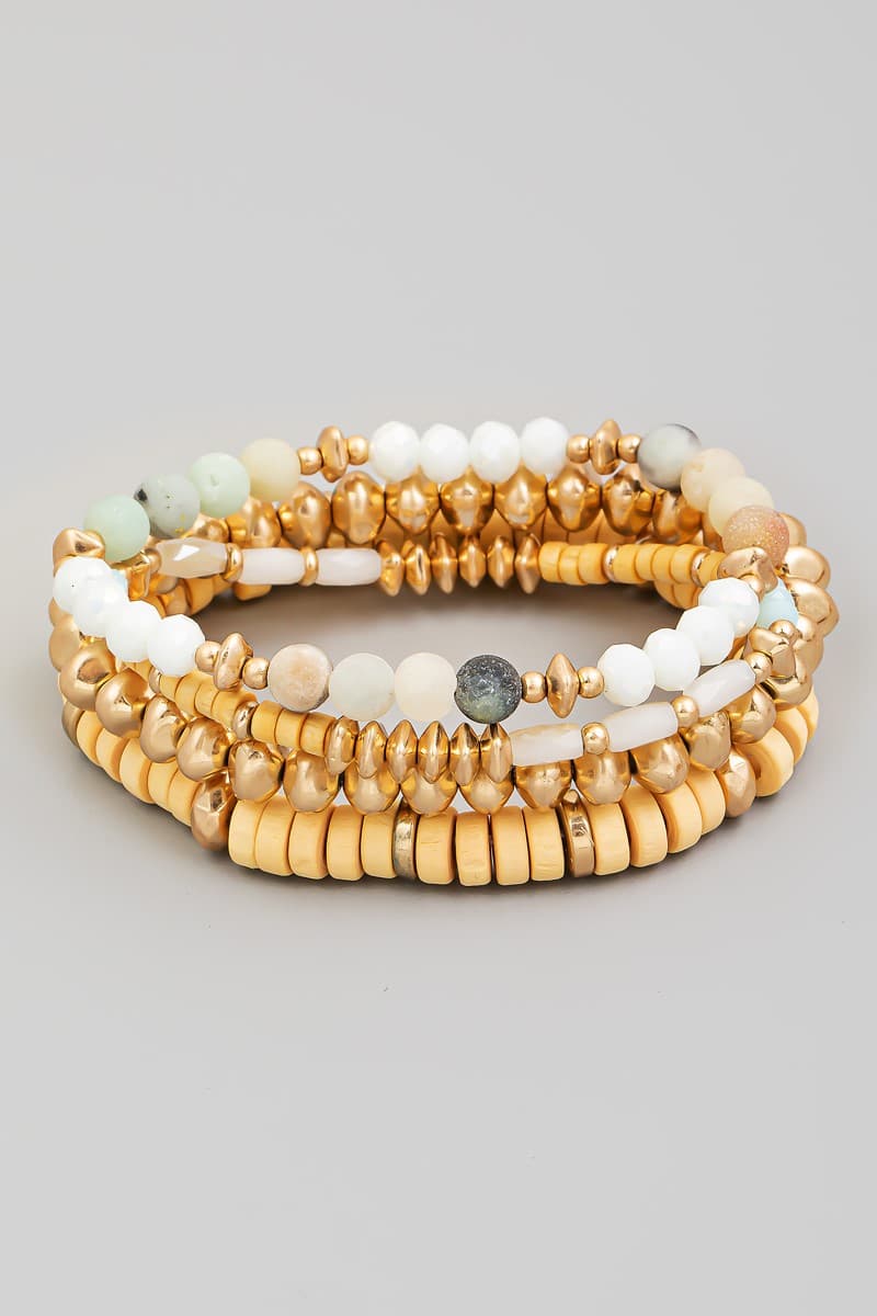 MULTI LAYERED BEADED STRETCH BRACELET