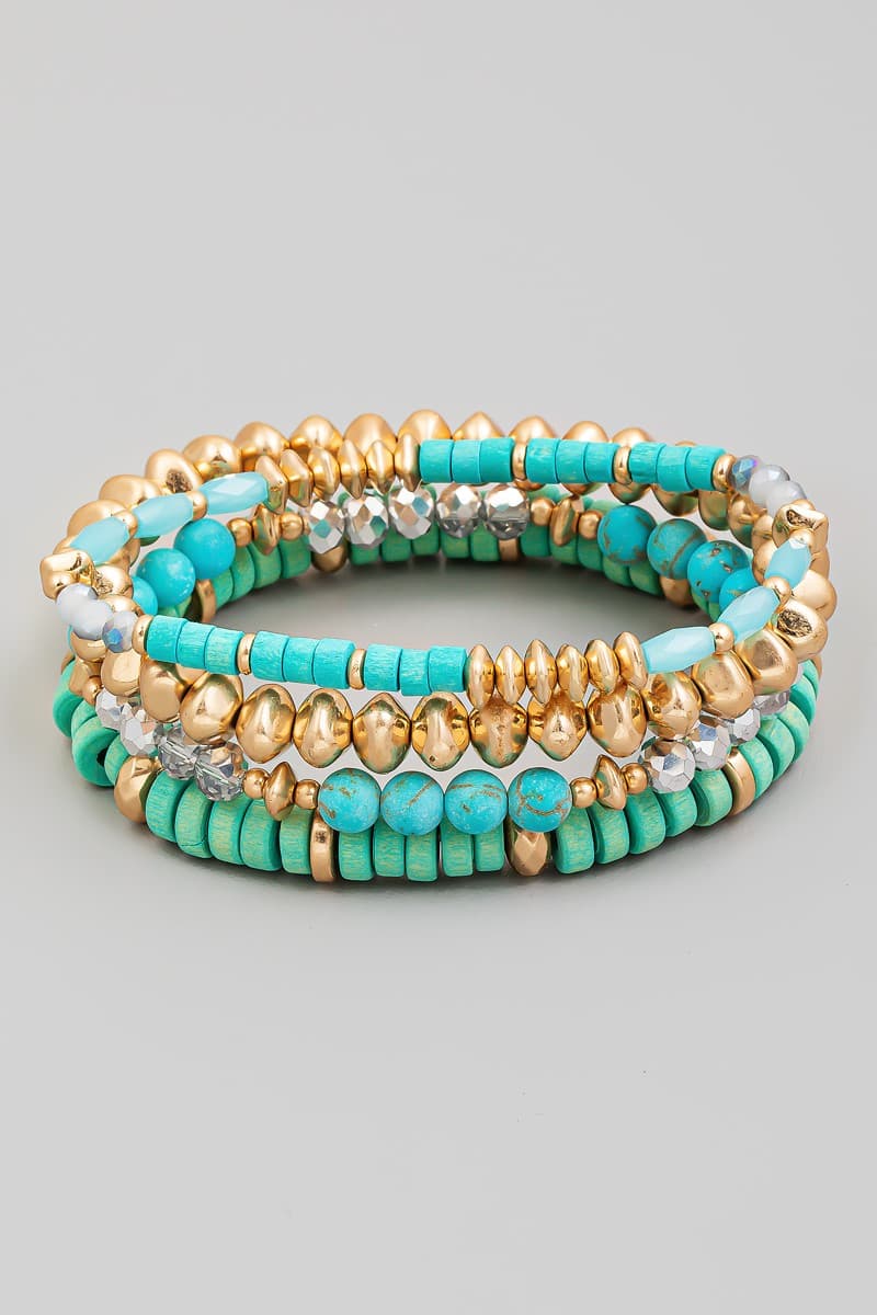 MULTI LAYERED BEADED STRETCH BRACELET