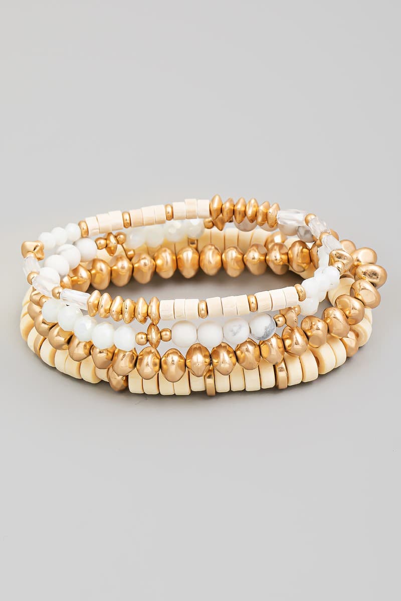 MULTI LAYERED BEADED STRETCH BRACELET