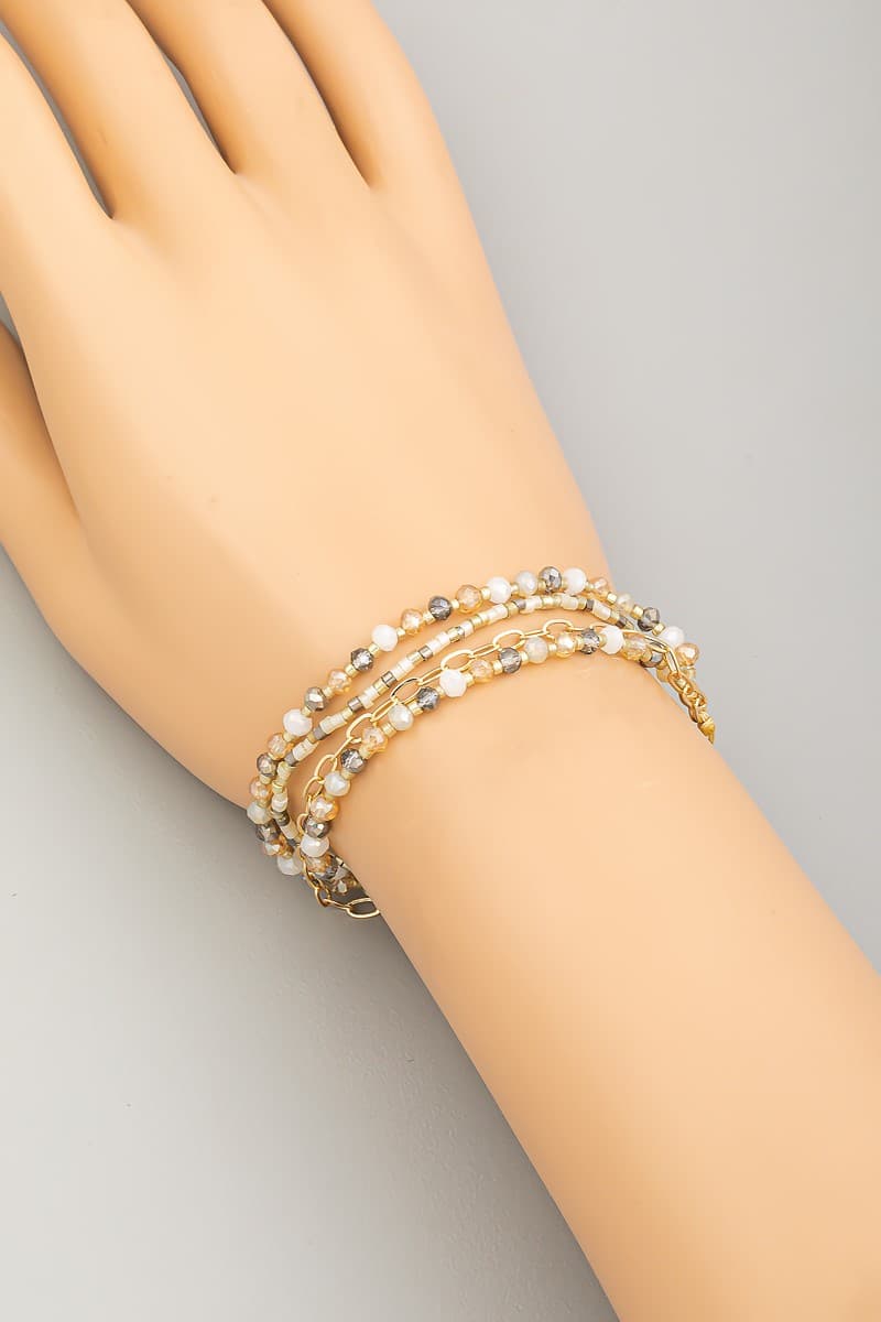 SEED BEAD AND CHAIN ADJUSTABLE BRACELET