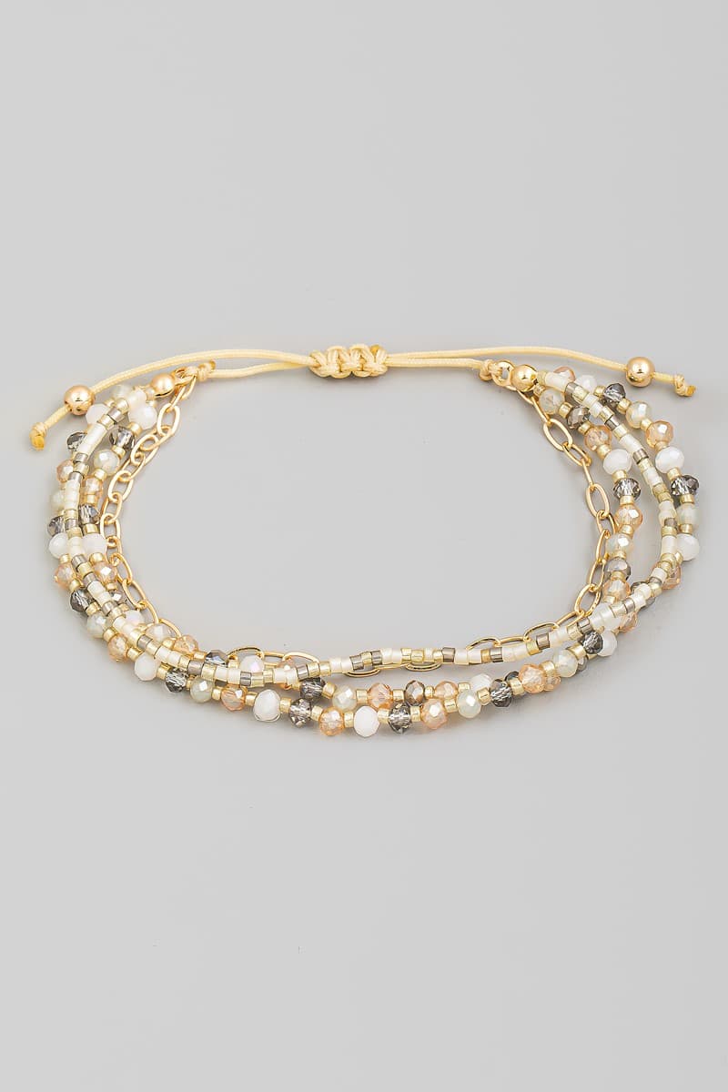 SEED BEAD AND CHAIN ADJUSTABLE BRACELET