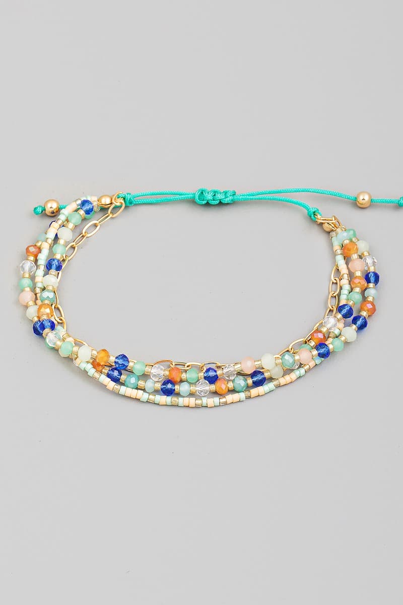 SEED BEAD AND CHAIN ADJUSTABLE BRACELET