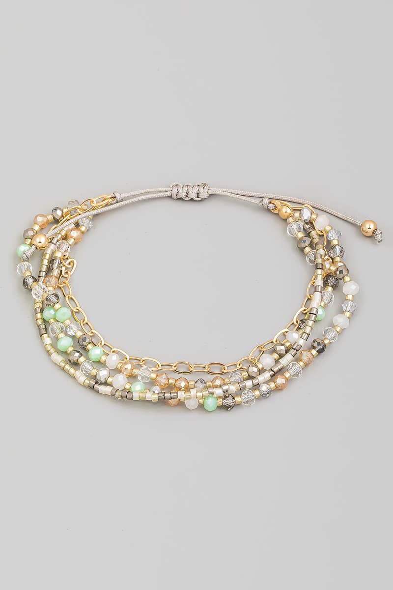 SEED BEAD AND CHAIN ADJUSTABLE BRACELET
