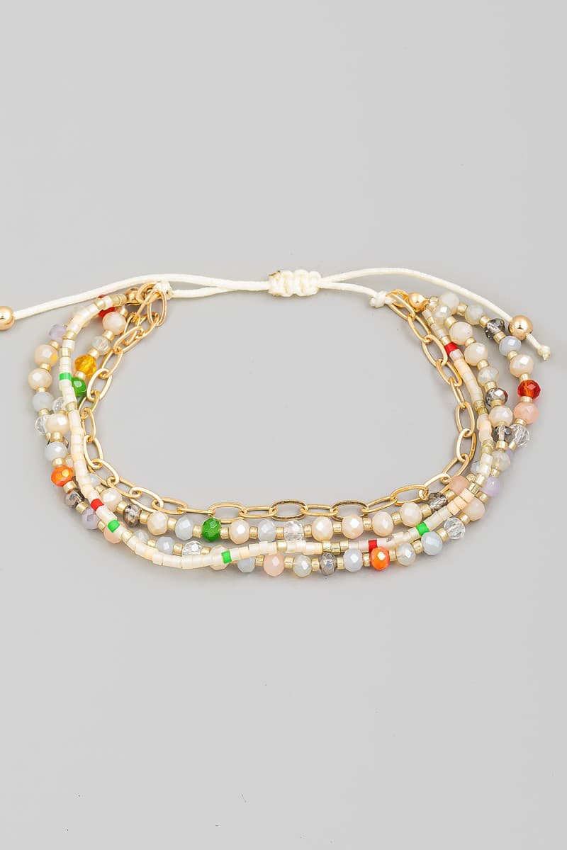 SEED BEAD AND CHAIN ADJUSTABLE BRACELET