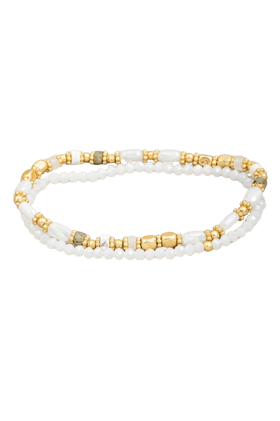 WHITE BEADED STRETCH BRACELET