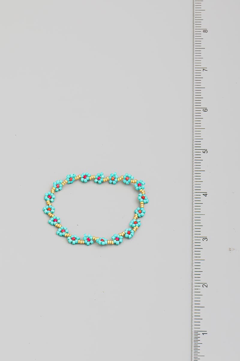 FLOWER  ROW BEADED STRETCH BRACELET