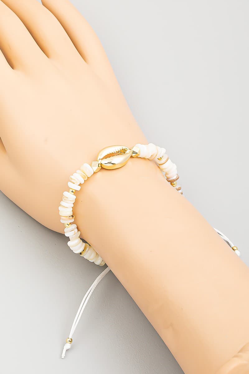GOLDEN PUKA SHELL ADJUSTABLE BRACELET