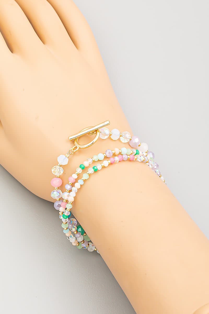 GLASS AND SEED BEAD STRETCH BRACELET