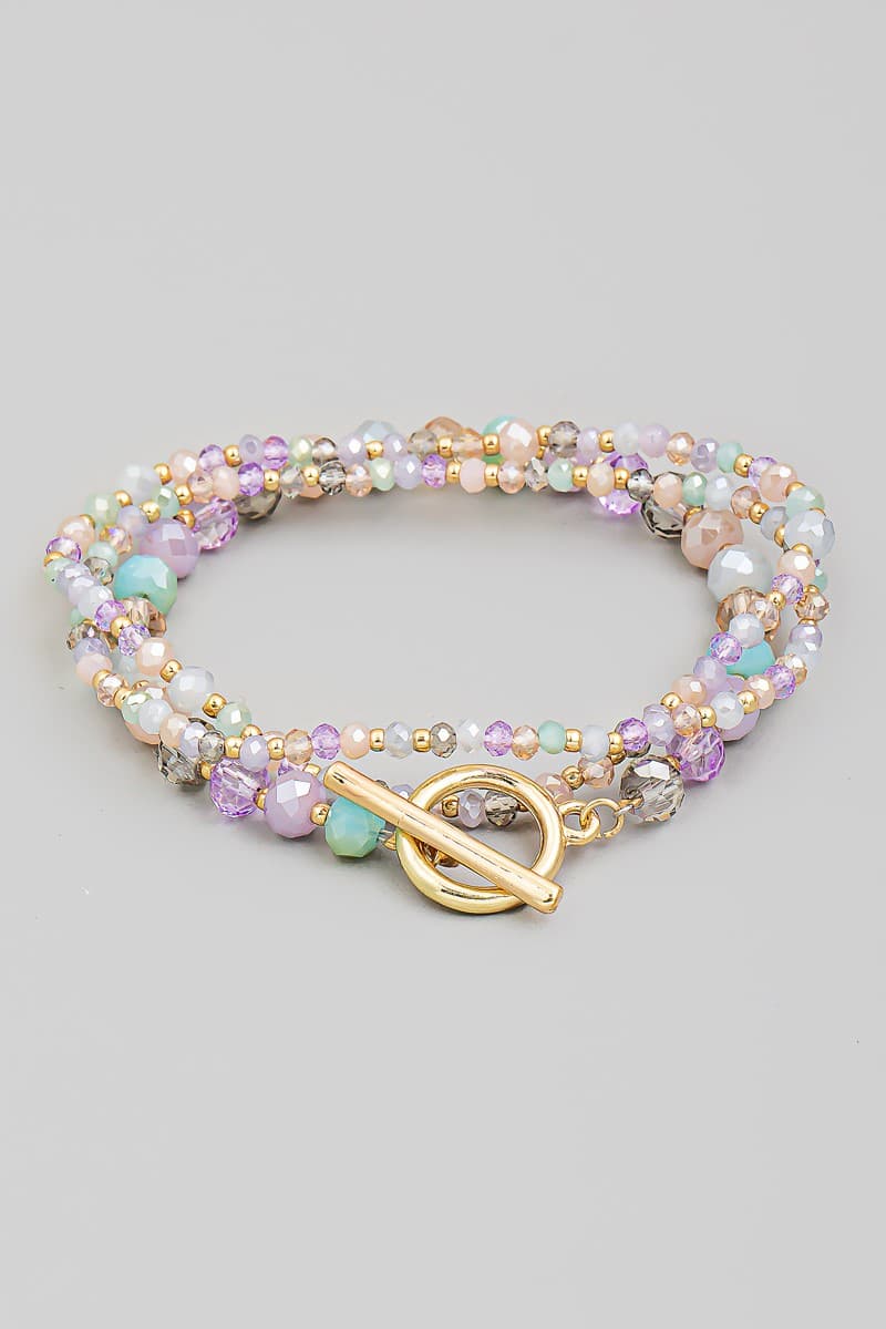 GLASS AND SEED BEAD STRETCH BRACELET