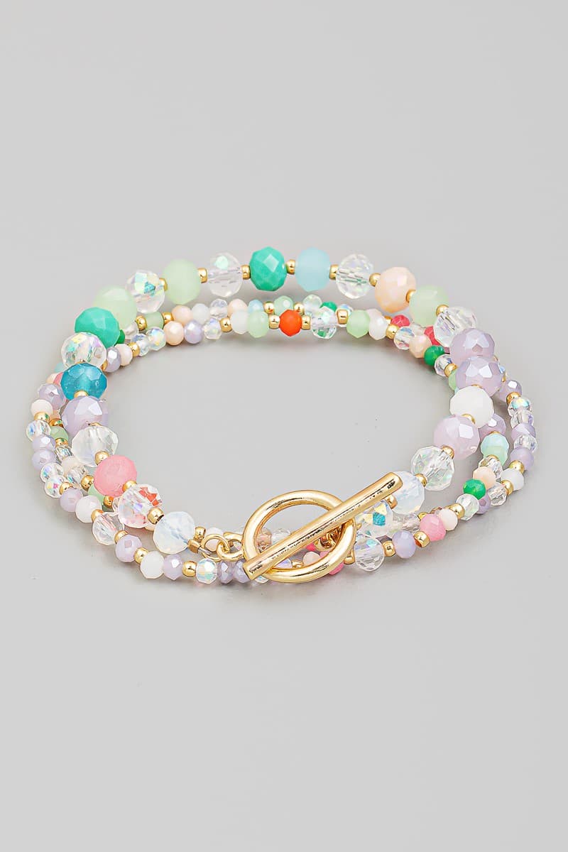 GLASS AND SEED BEAD STRETCH BRACELET