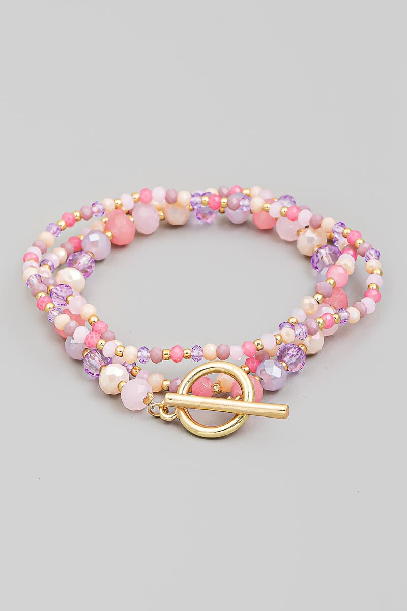 GLASS AND SEED BEAD STRETCH BRACELET