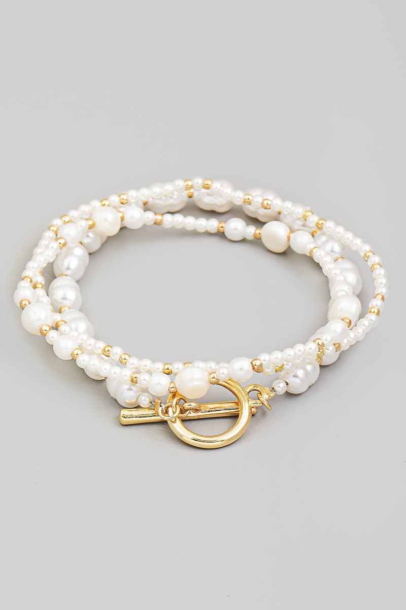 GLASS AND SEED BEAD STRETCH BRACELET