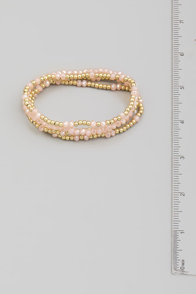 GLASS AND METALLIC  BEAD STRETCH BRACELET