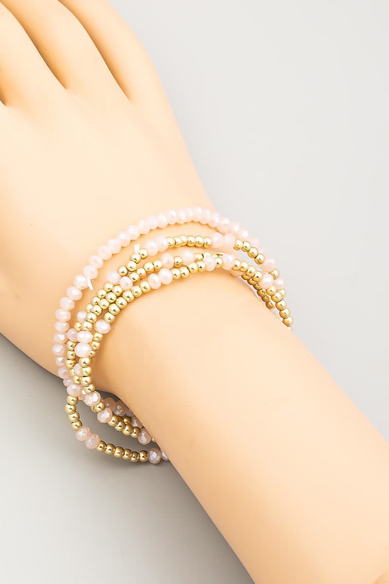 GLASS AND METALLIC  BEAD STRETCH BRACELET