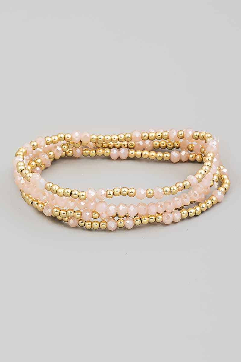 GLASS AND METALLIC  BEAD STRETCH BRACELET