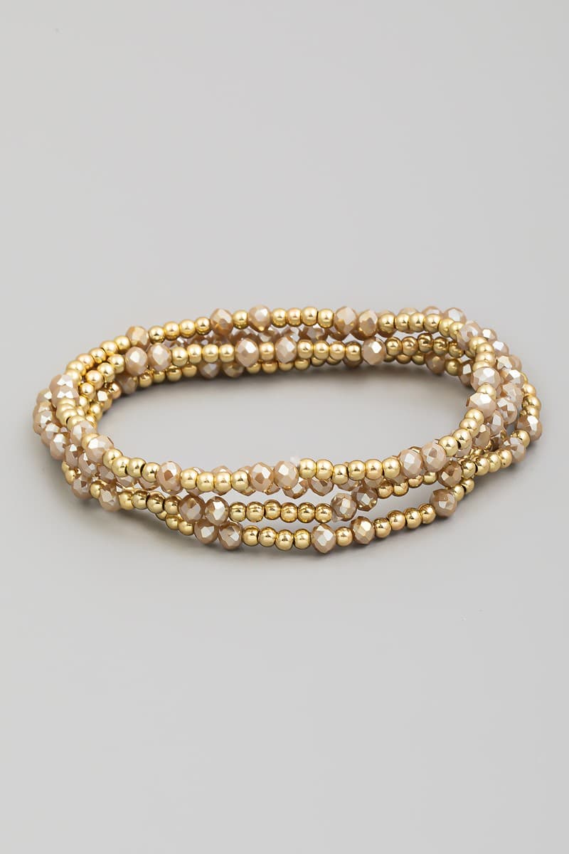GLASS AND METALLIC  BEAD STRETCH BRACELET
