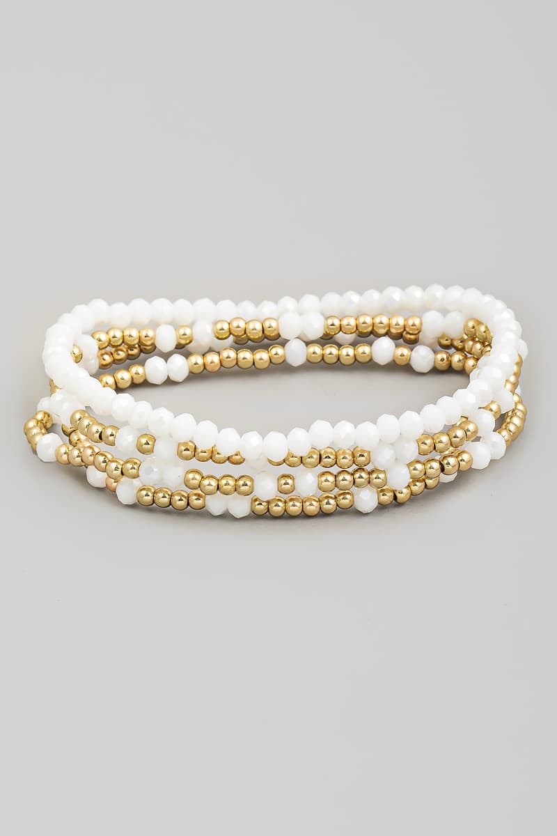 GLASS AND METALLIC  BEAD STRETCH BRACELET