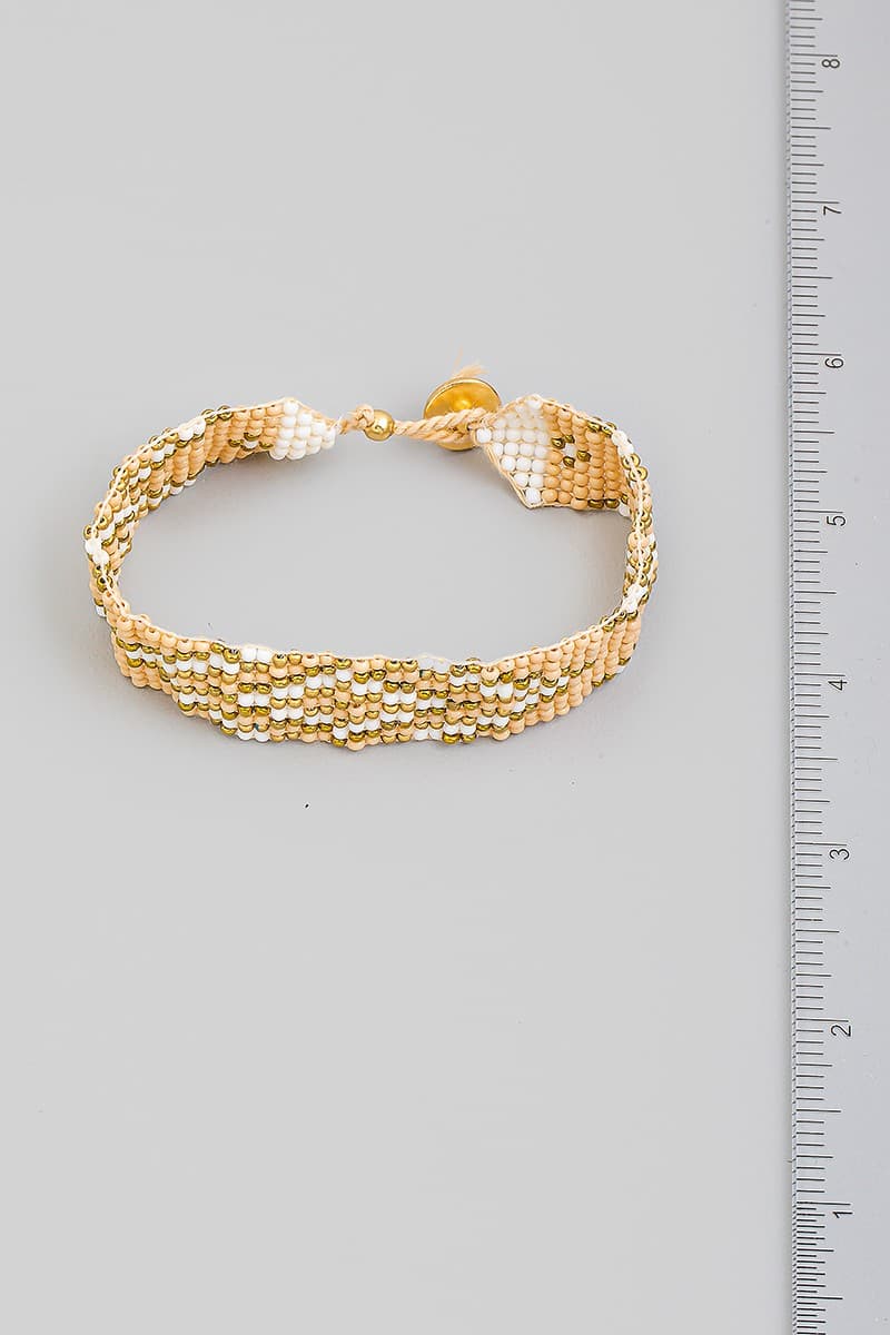 DIAMOND DESIGN BOHO SEED BEAD WOVEN ADJUSTABLE BRACELET