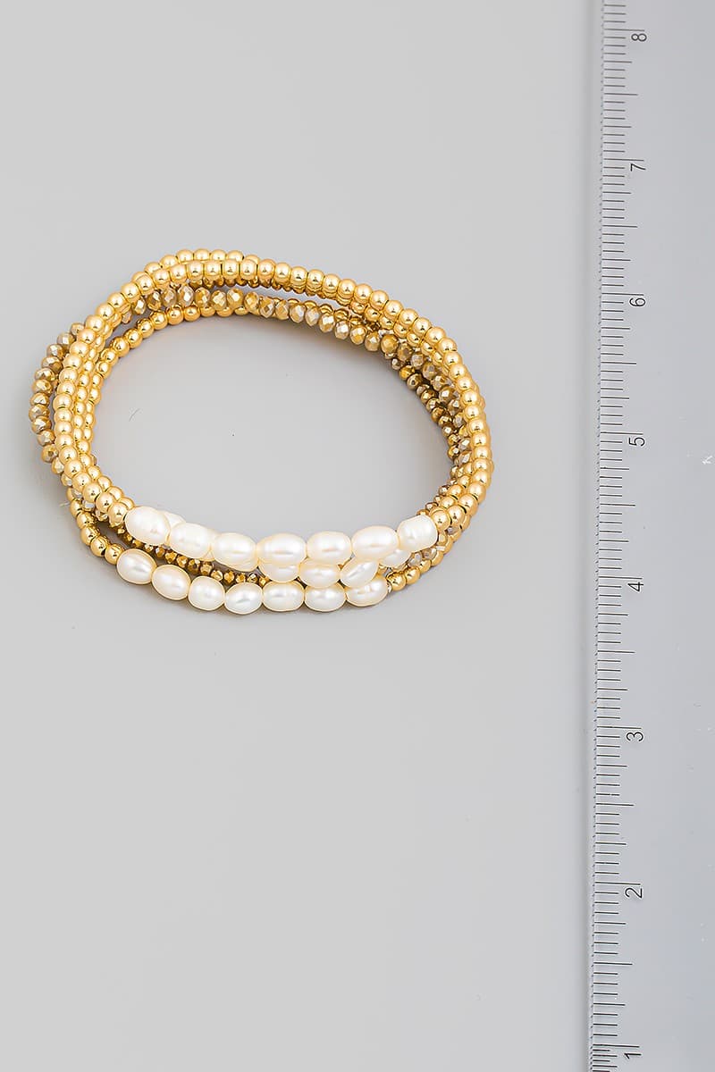 PEARL GLASS BEAD STRETCH BRACELET