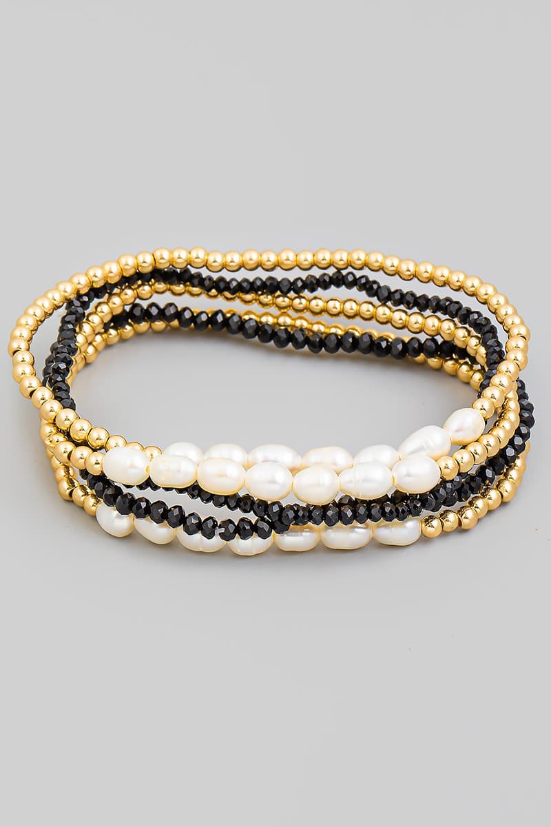 PEARL GLASS BEAD STRETCH BRACELET