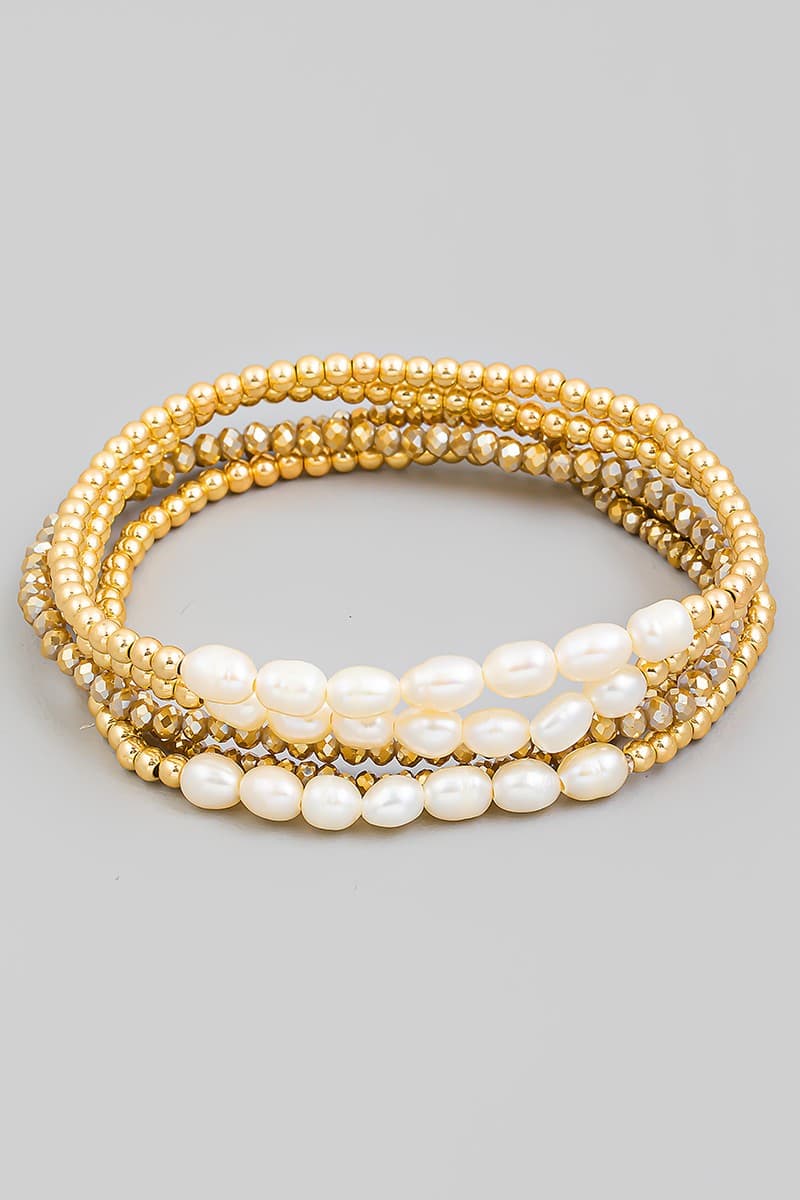 PEARL GLASS BEAD STRETCH BRACELET