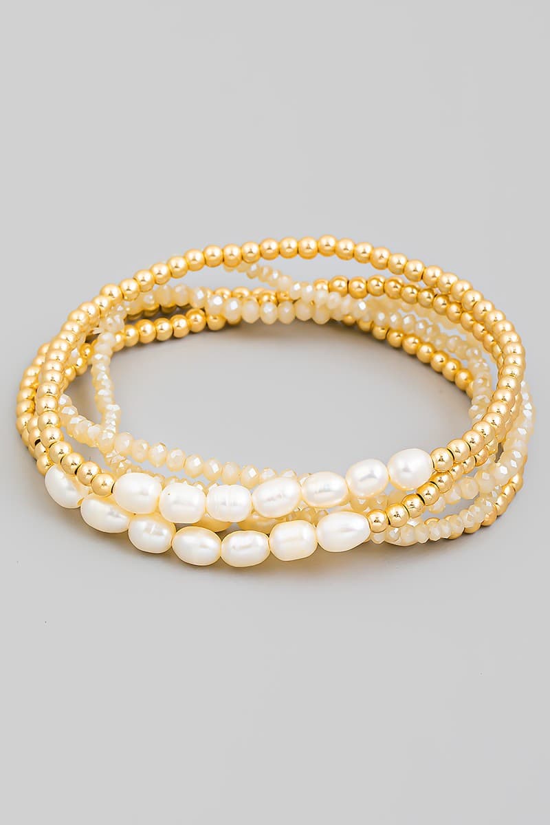 PEARL GLASS BEAD STRETCH BRACELET