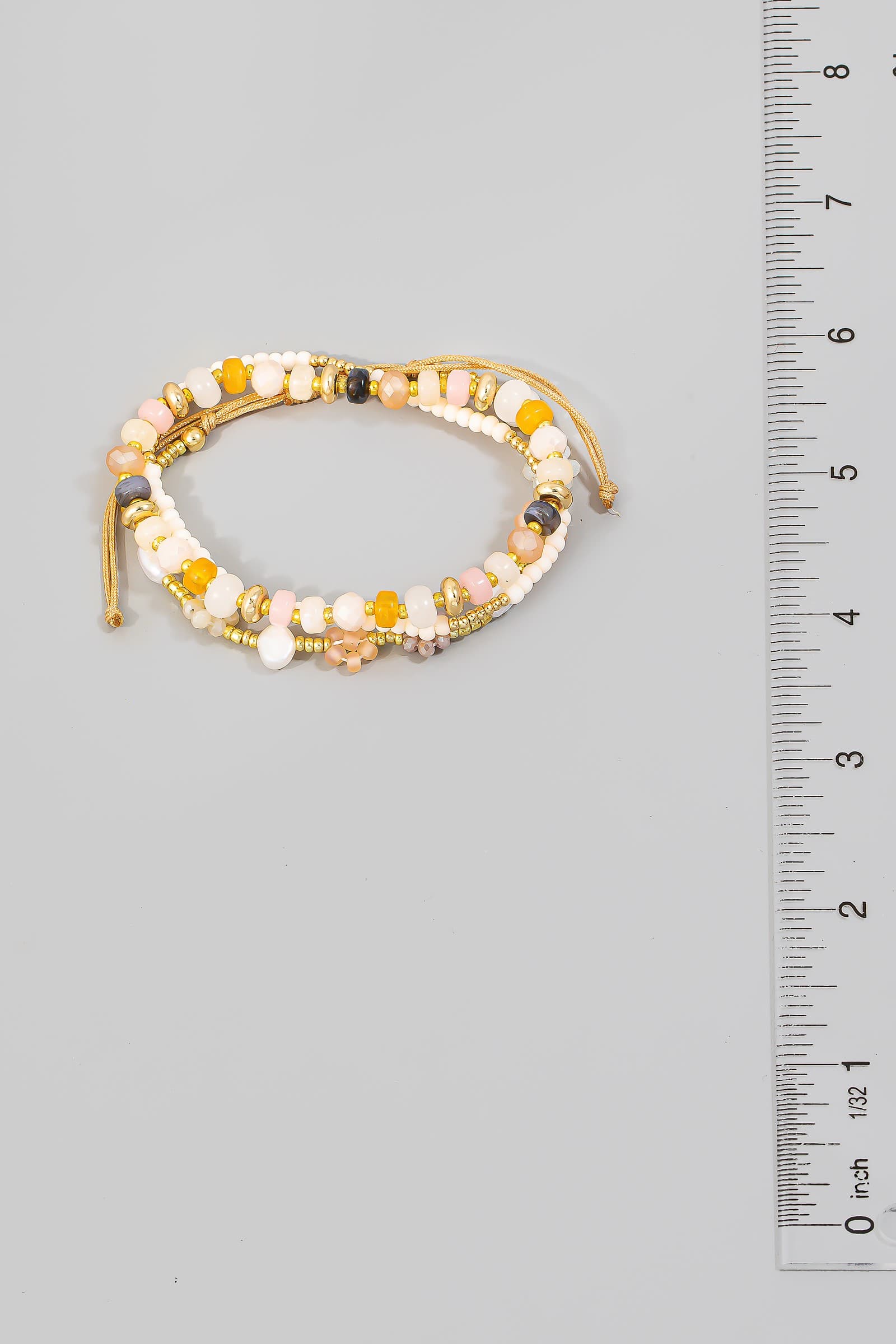 ASSORTED GLASS BEAD ADJUSTABLE BRACELET