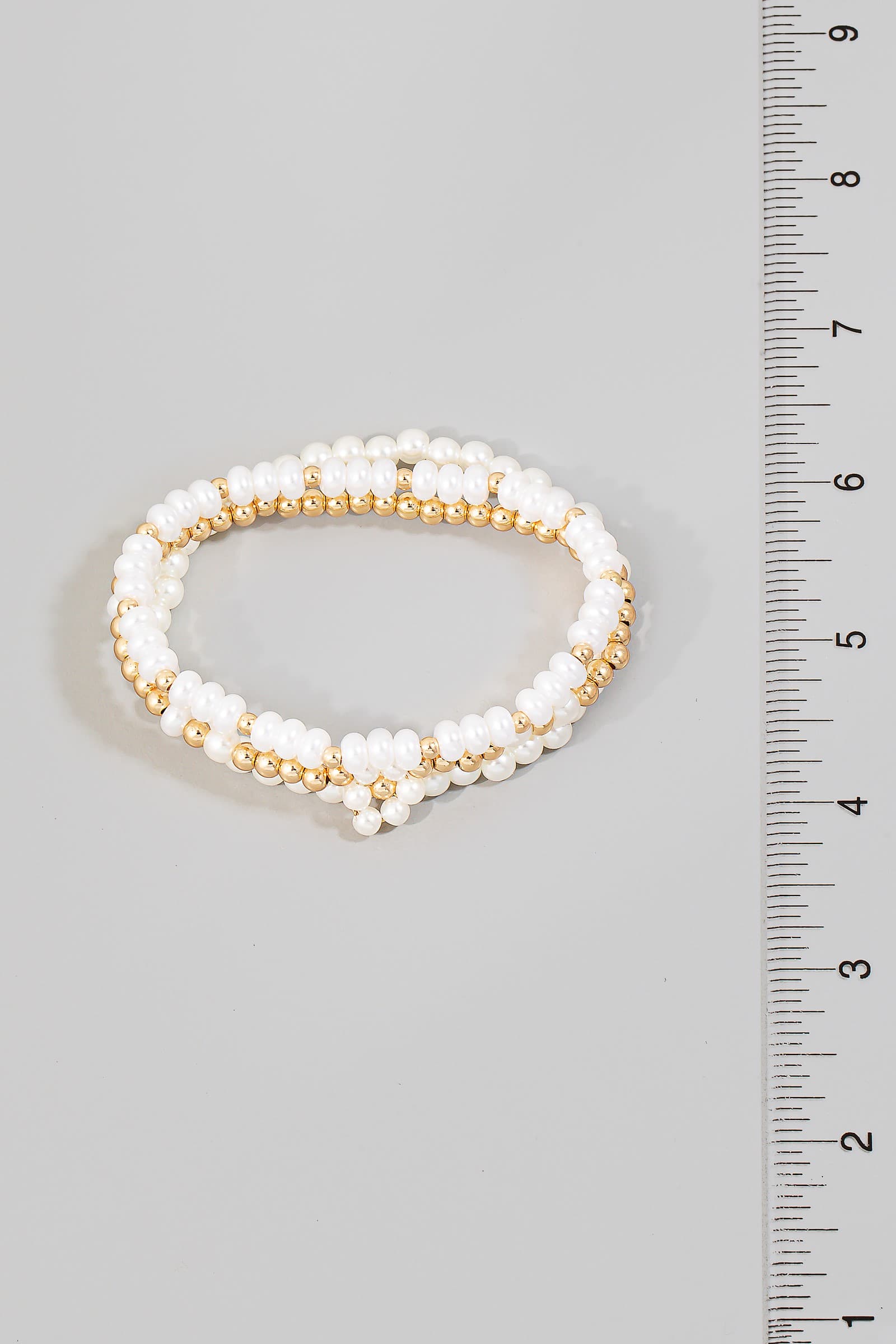 PEARL AND GOLD BEADED STRETCH BRACELET