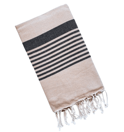ARSH BEIGE AND BLACK  STRIPES TURKISH TOWELS