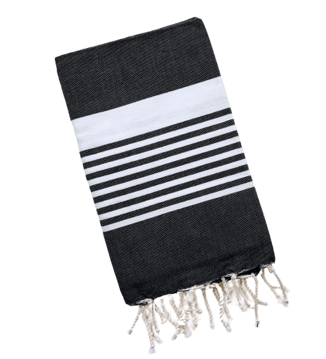ARSH BLACK AND WHITE  STRIPES TURKISH TOWELS