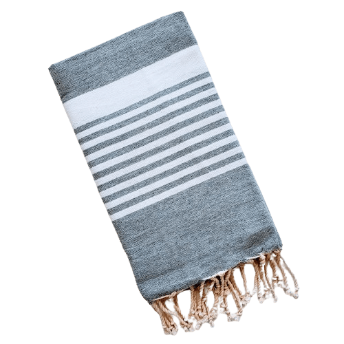 ARSH GREY AND WHITE  STRIPES TURKISH TOWELS