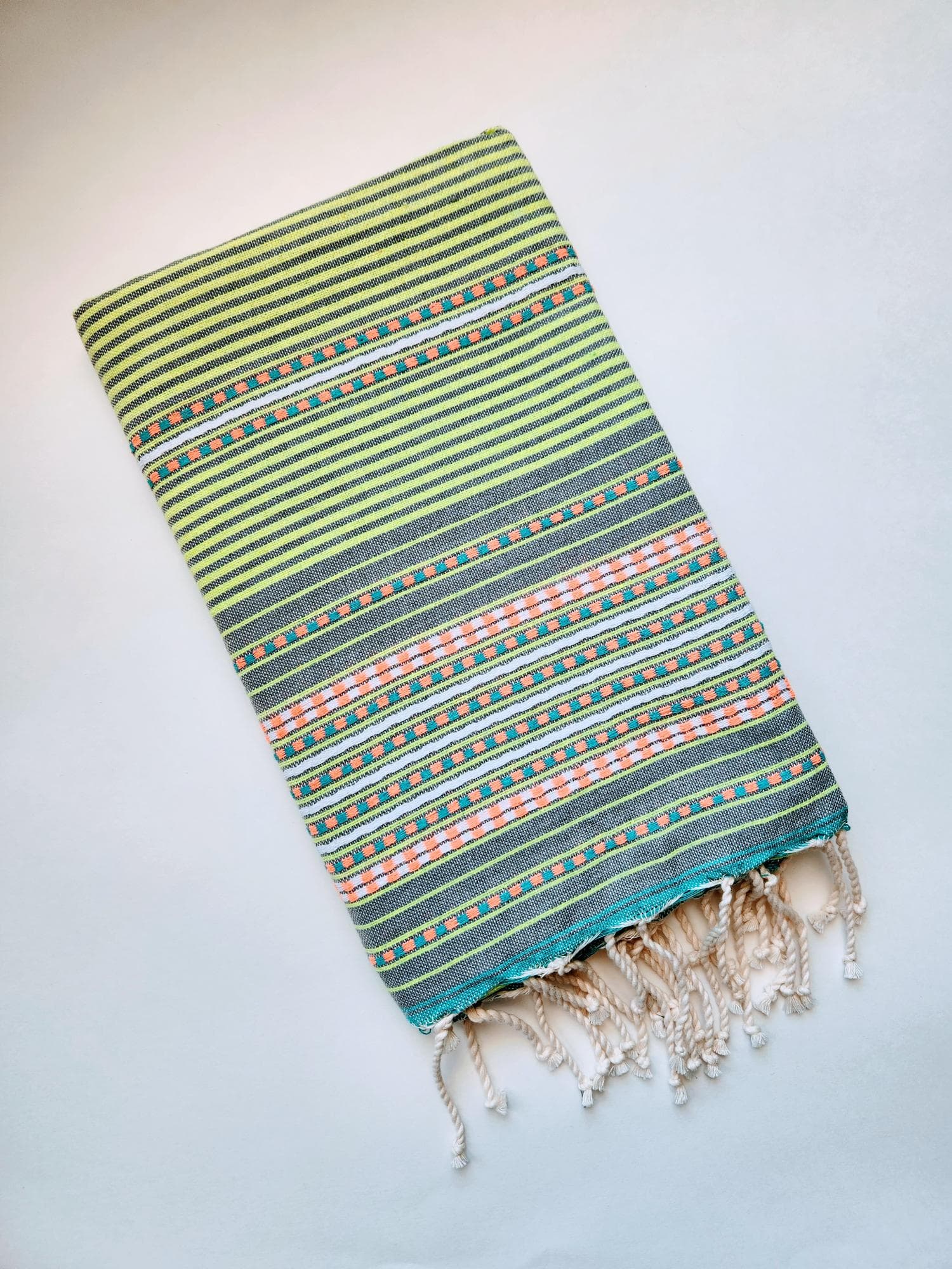SOFIYA LIME COLOR STRIPES AND DOT  TURKISH TOWELS