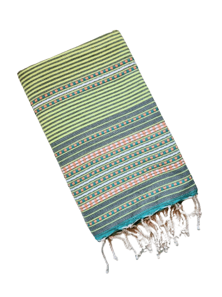 SOFIYA LIME COLOR STRIPES AND DOT  TURKISH TOWELS