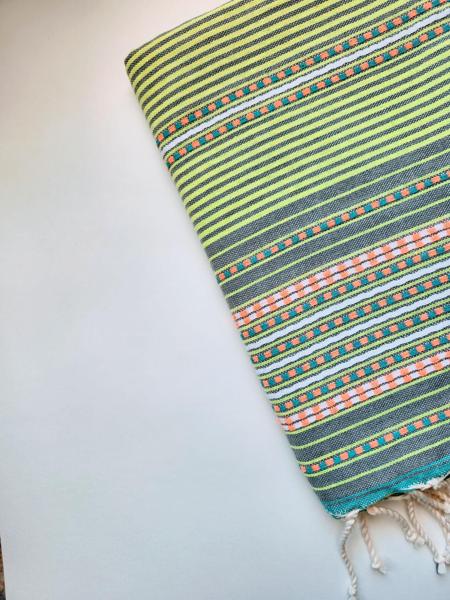 SOFIYA LIME COLOR STRIPES AND DOT  TURKISH TOWELS