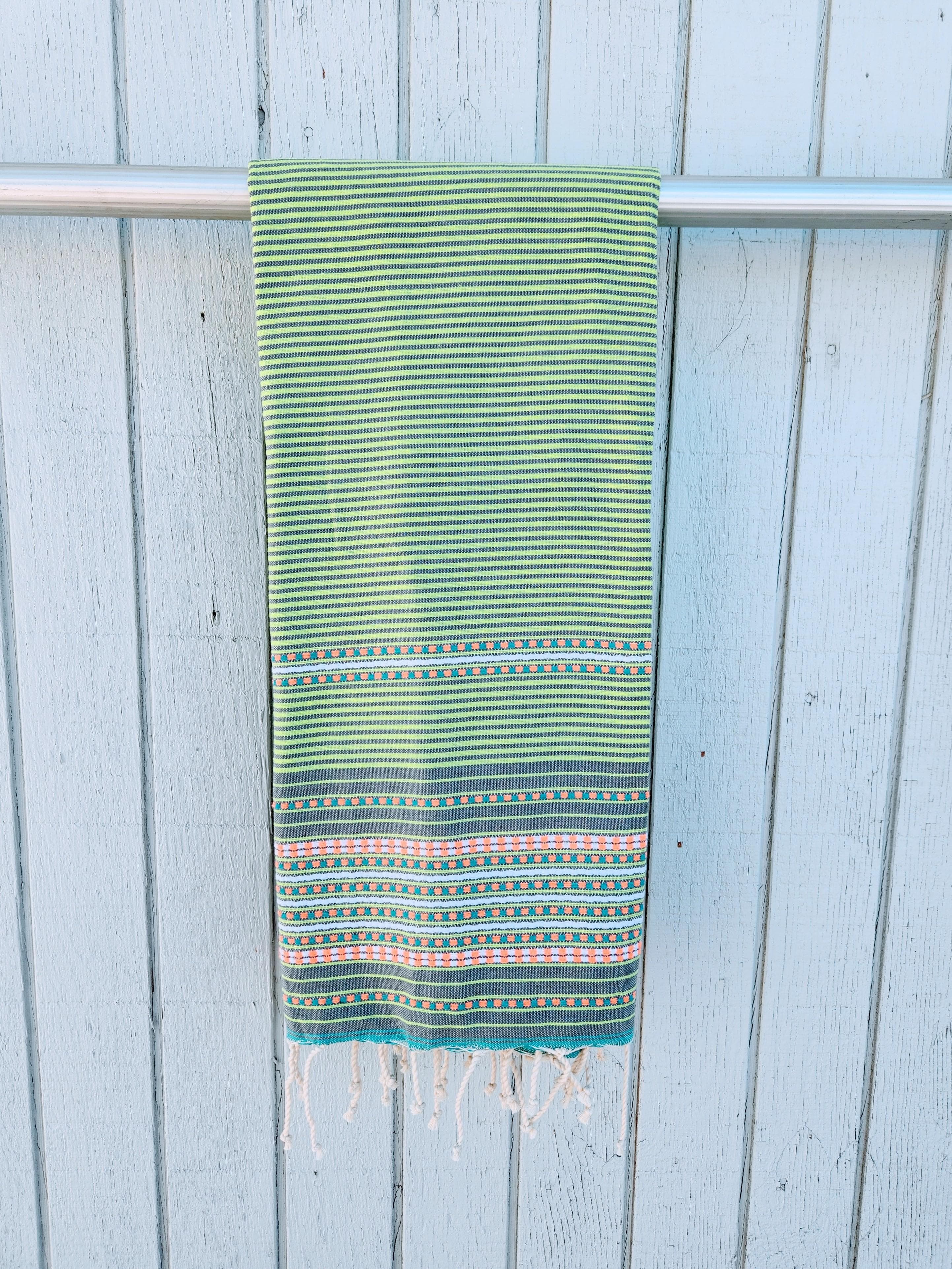 SOFIYA LIME COLOR STRIPES AND DOT  TURKISH TOWELS