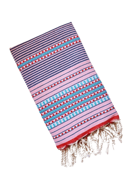 SOFIYA PINK COLOR STRIPES AND DOT  TURKISH TOWELS
