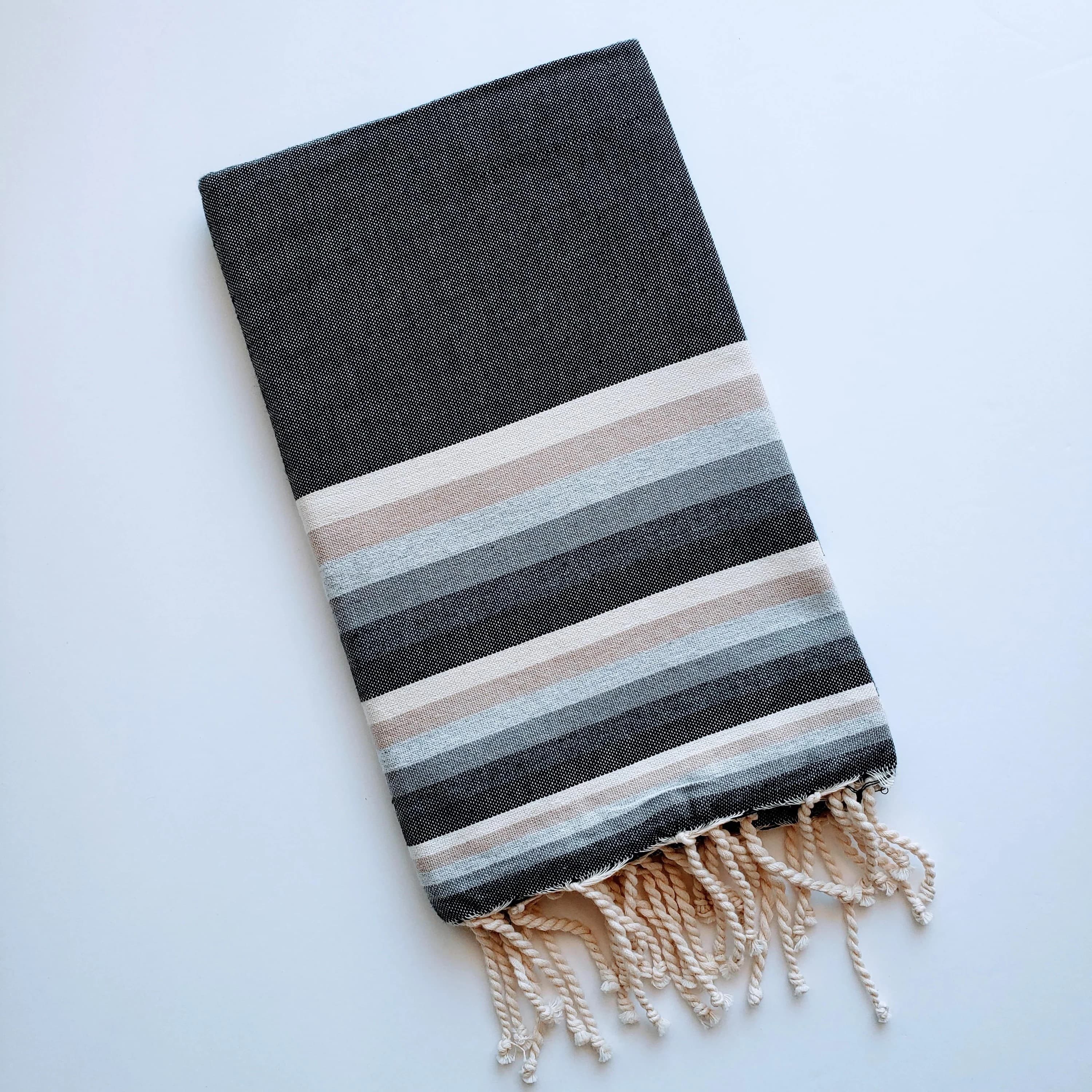 NITYA BLACK STRIPES TURKISH TOWELS