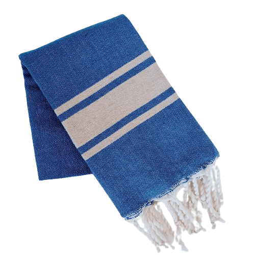 ISHA BLUE DENIM TURKISH TEA AND BATH TOWELS SET OF 5