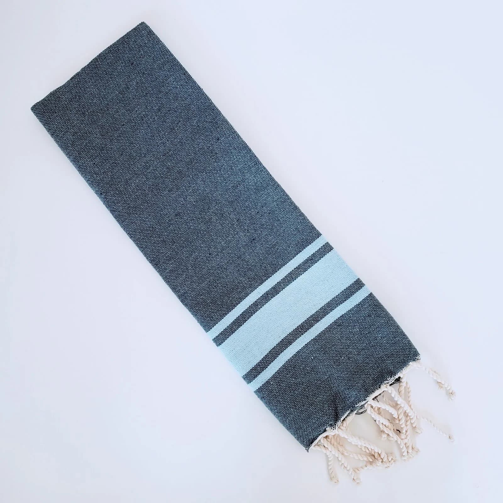 ISHA DENIM STRIPES TURKISH TEA AND BATH TOWELS SET OF 5