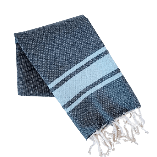 ISHA DENIM STRIPES TURKISH TEA AND BATH TOWELS SET OF 5