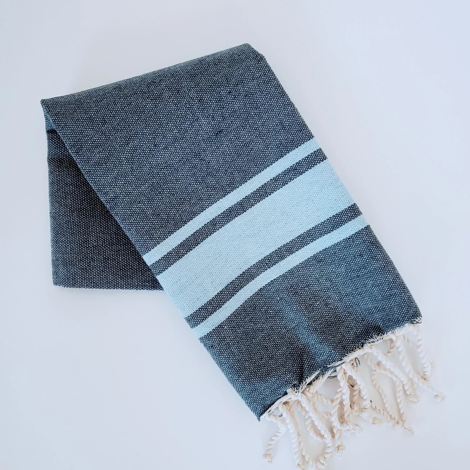 ISHA DENIM STRIPES TURKISH TEA AND BATH TOWELS SET OF 5