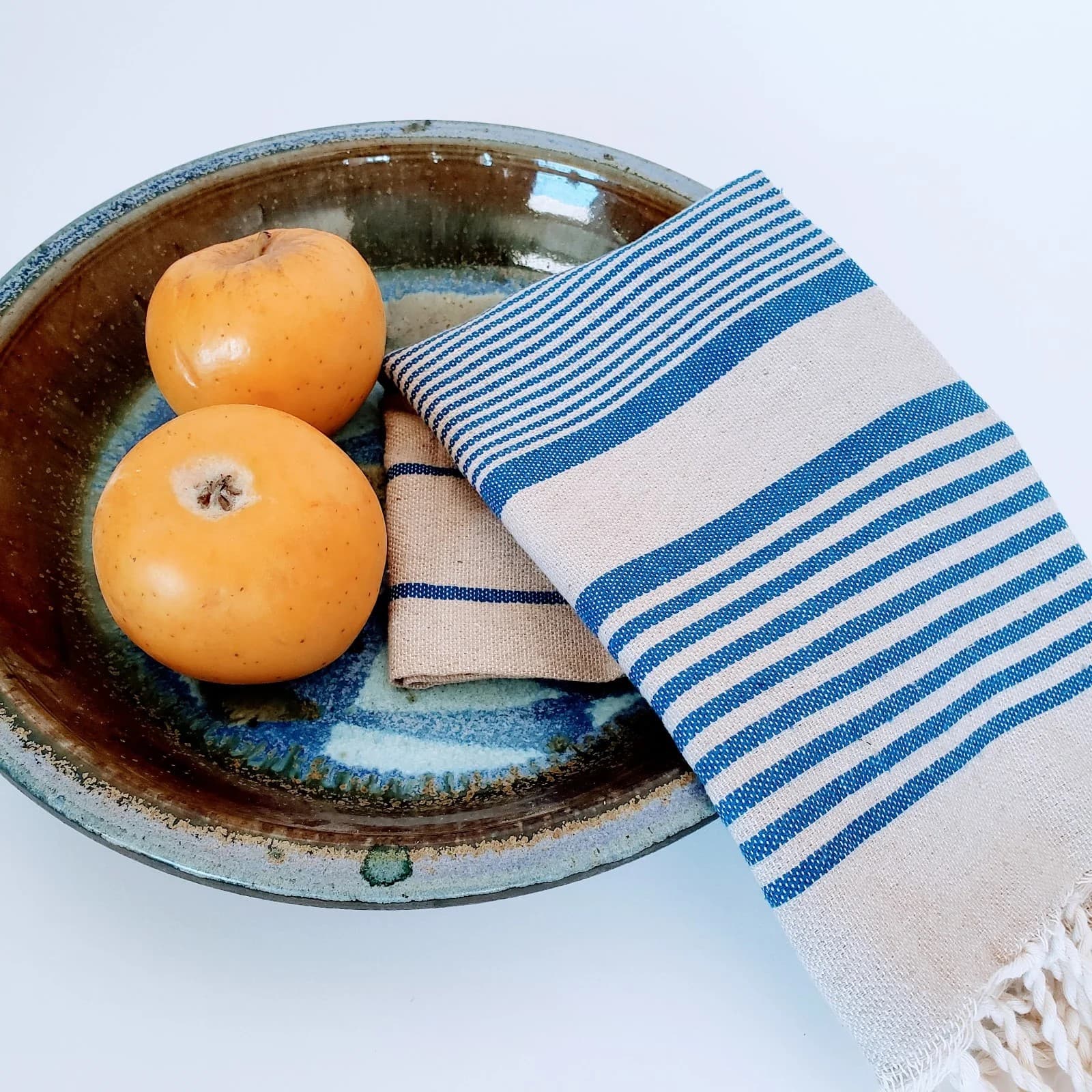 ISHA SANTORINI STRIPES TURKISH TEA AND BATH TOWELS SET OF 5