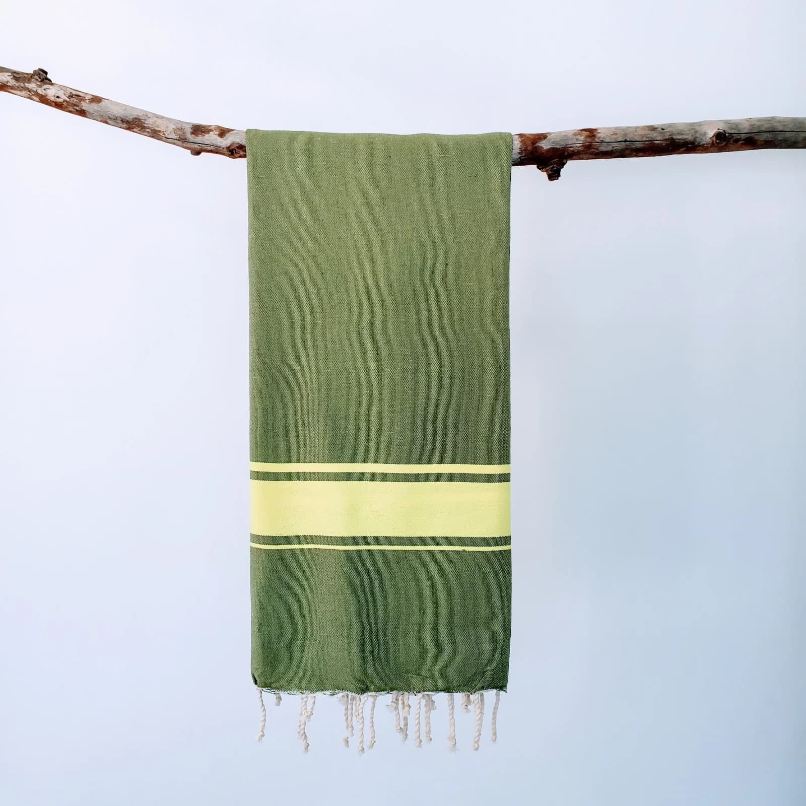 DIVISHA OLIVE STRIPES TURKISH TOWELS