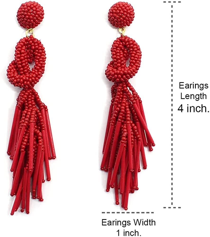 SEED BEAD KNOT LONG EARRING