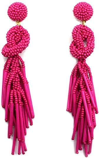 SEED BEAD KNOT LONG EARRING