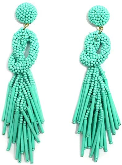 SEED BEAD KNOT LONG EARRING