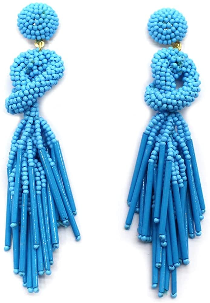 SEED BEAD KNOT LONG EARRING