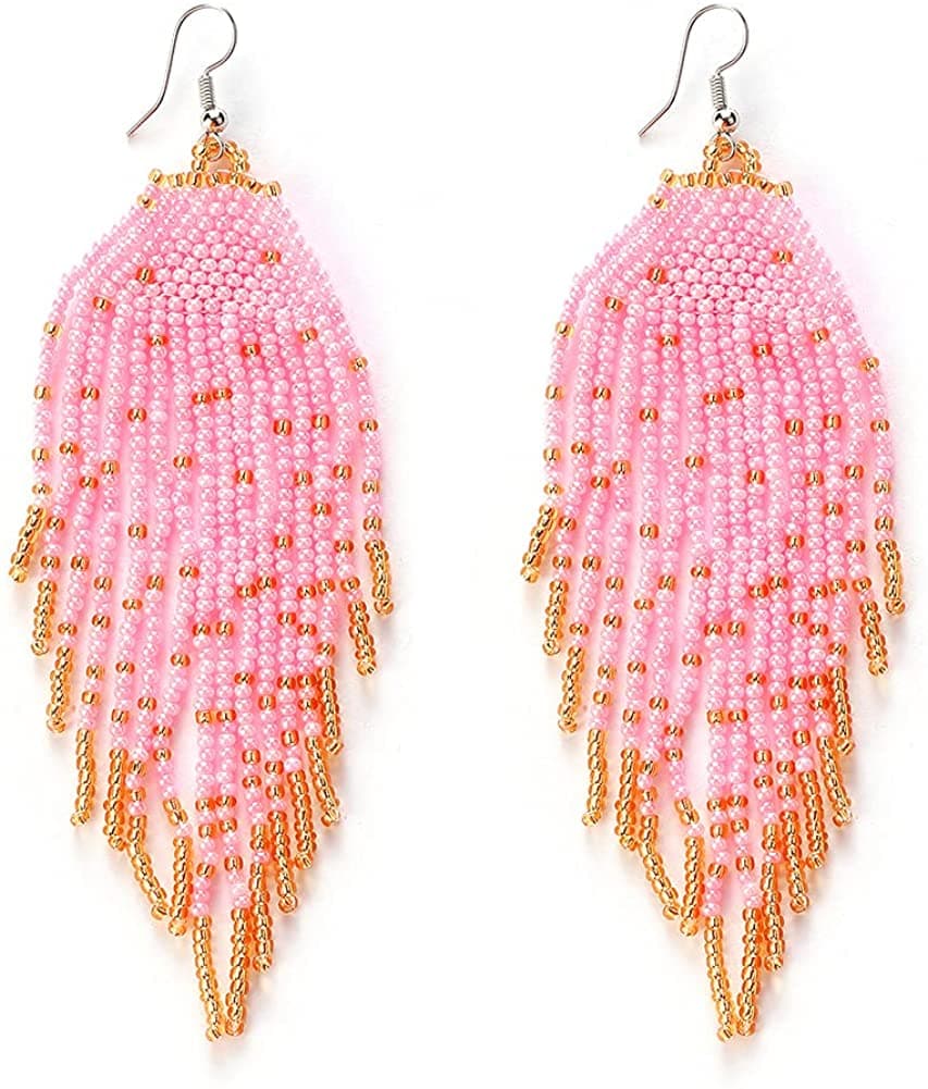 DOT LOOK SEED BEAD DANGLE EARRING
