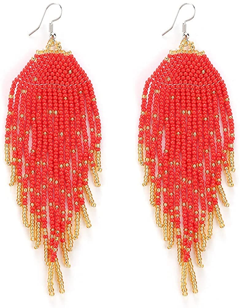 DOT LOOK SEED BEAD DANGLE EARRING